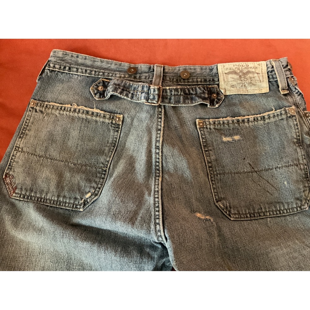 Polo Ralph Lauren Workman's Mfg Co Cinch Back Double Knee Distressed Jeans